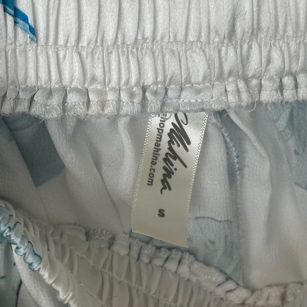Mahina White and Blue Seashell Print Shorts - Picture 4 of 4